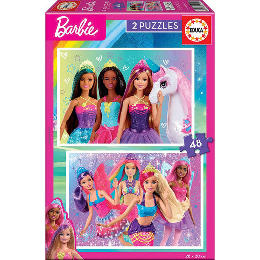Puzzle - Barbie - 2 modèles de 48 pièces - 28x20cm - Educa